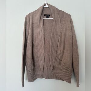 Rachel Zoe taupe chenille shawl collar open cardigan - with pockets!